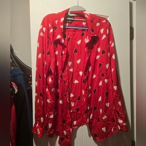 Vintage  Abstract Hearts Print Women's XL button-down top vintage Liz Claiborne.
